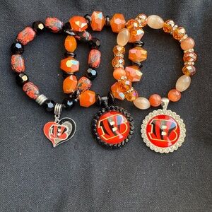 Handmade Beaded Cincinnati Bengals NFL Bracelet Stack (3 Bracelets)